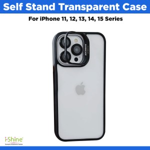 Self Stand Transparent Case Compatible For iPhone 11, 12, 13, 14, 15 Series