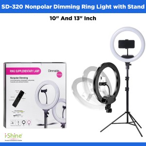 SD-320 10" And 13" Inch Nonpolar Dimming Ring Light with Stand