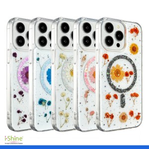 Glitter Magsafe Floral Case For iPhone 15 &amp; 16 Series