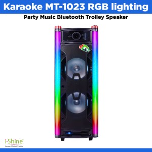 Karaoke MT-1023 RGB lighting Party Music Bluetooth Trolley Speaker - Black