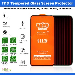 111D Tempered Glass Screen Protector Compatible For iPhone 15 Series iPhone 15, 15 Plus, 15 Pro, 15 Pro Max