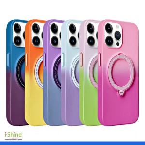 Compatible Gradient Color MagSafe Case for Apple iPhone with Foldable Magnetic Kickstand