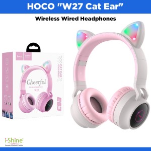 HOCO "W27 Cat Ear" Wireless Wired Headphones - Pink
