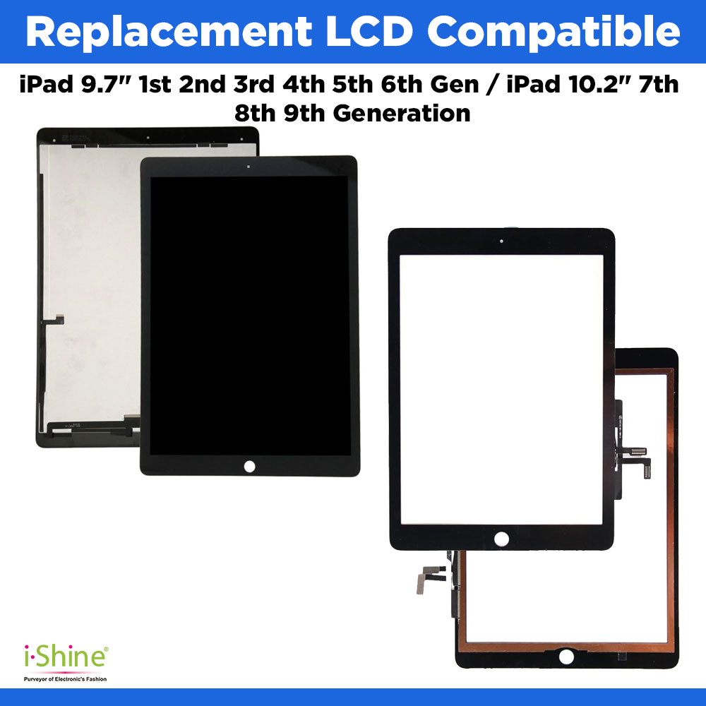 Replacement LCD Compatible For iPad 9.7" 1st 2nd 3rd 4th 5th 6th Gen / iPad 10.2" 7th 8th 9th Generation
