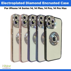 Electroplated Diamond Encrusted Case For iPhone 14 Series 14, 14 Plus, 14 Pro, 14 Pro Max