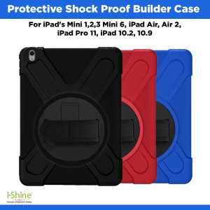 Protective Shock Proof Builder Case Compatible For iPad's Mini 1,2,3 Mini 6, iPad Air, Air 2, iPad Pro 11, iPad 10.2, 10.9