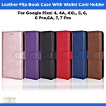 Leather Flip Book Case With Wallet Card Holder For Google Pixel 4, 4A, 4XL, 5, 6, 6 Pro, 6A, 7, 7A, 7 Pro, 8, 8 Pro