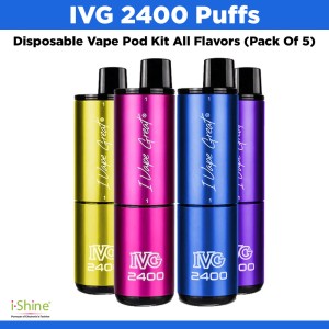 IVG 2400 Puffs Disposable Pod Vapes Flavor's (Pack Of 5)