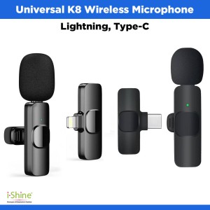 Universal K8 Lightning, Type-C Wireless Microphone - Black