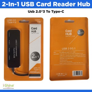 2-In-1 USB 2.0*3 To Type-C + Card Reader Hub
