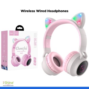 HOCO "W27 Cat Ear" Wireless Wired Headphones - Pink