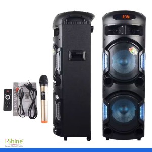 Karaoke MT-1299 Multifunctional 80W Trolley Speaker dual 12 inch Subwoofer professional DJ Party Speaker Box