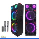 MT-1598 Trolley Speaker With BT Color LED Double 15inch Speaker 120W