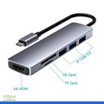 6-In-1 USB-C To USB 3.0, 4K HDMI, SD Card Reader and Type-c HDTV Hub