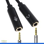 3.5MM USB Male To 2 Female Audio Splitter Stereo Jack Headset Adapter Cable