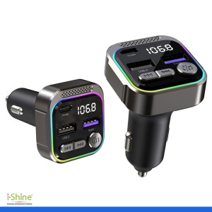 C54 Alloy Car Bluetooth Adapter FM Transmitter MP3 Player PD 30W Type-C + Dual USB Car Charger