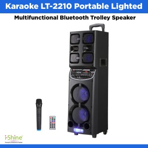 Karaoke LT-2210 Portable Lighted Multifunctional Bluetooth Trolley Speaker - Black
