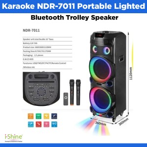 Karaoke NDR-7011 Portable Lighted Bluetooth Trolley Speaker - Black