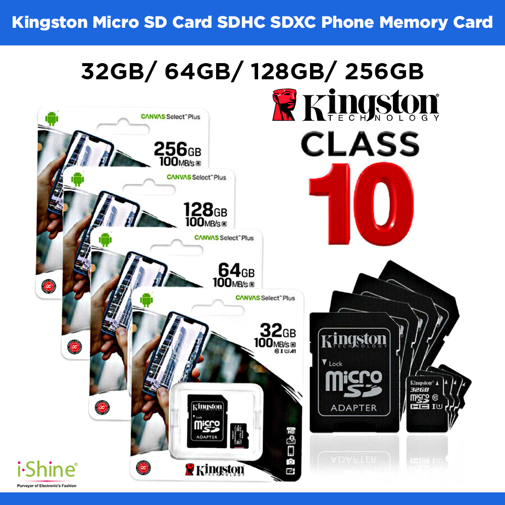 Kingston Micro SD Card 32GB 64GB 128GB 256GB Class 10 SDHC SDXC Phone Memory Card
