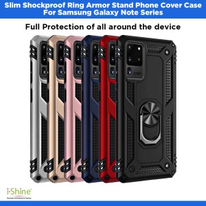 Slim Shockproof Ring Armor Stand Phone Cover Case For Samsung Galaxy Note Series Note 8, Note 9, Note 10, Plus