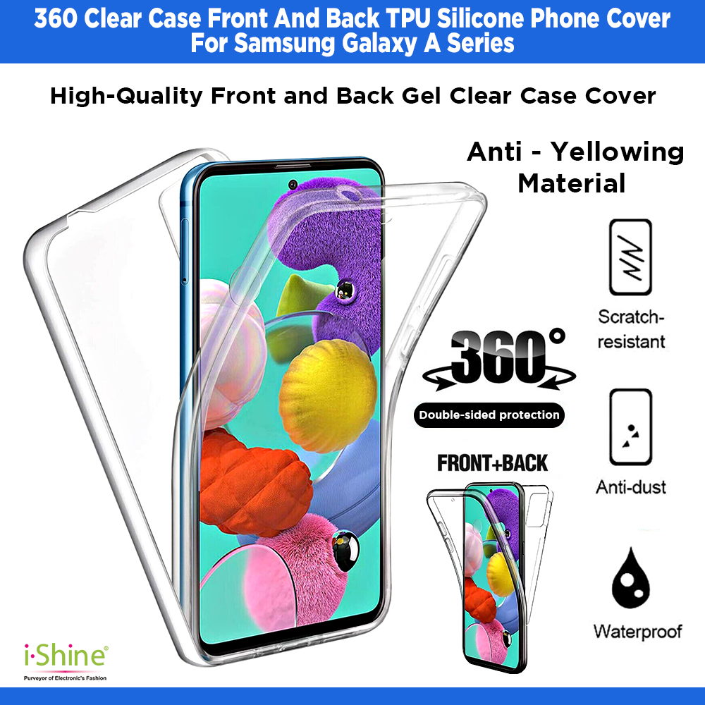 360 Clear Case Front And Back TPU Silicone Phone Cover For Samsung Galaxy A Series A20, A20e, A20s, A21, A21s, A22, A23 5G