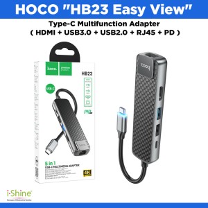 HOCO "HB23 Easy View" Type-C Multifunction Adapter ( HDMI + USB3.0 + USB2.0 + RJ45 + PD )