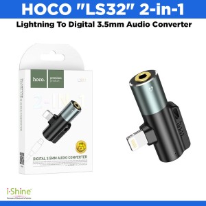 HOCO "LS32" 2-in-1 Lightning To Digital 3.5mm Audio Converter
