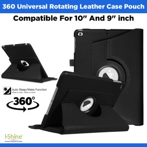 360 Universal Rotating Leather Case Pouch Compatible For iPad 10" And 9" inch