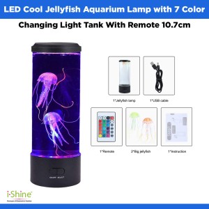 LED Cool Jellyfish Aquarium Lamp with 7 Color Changing Light Tank With Remote 10.7cm