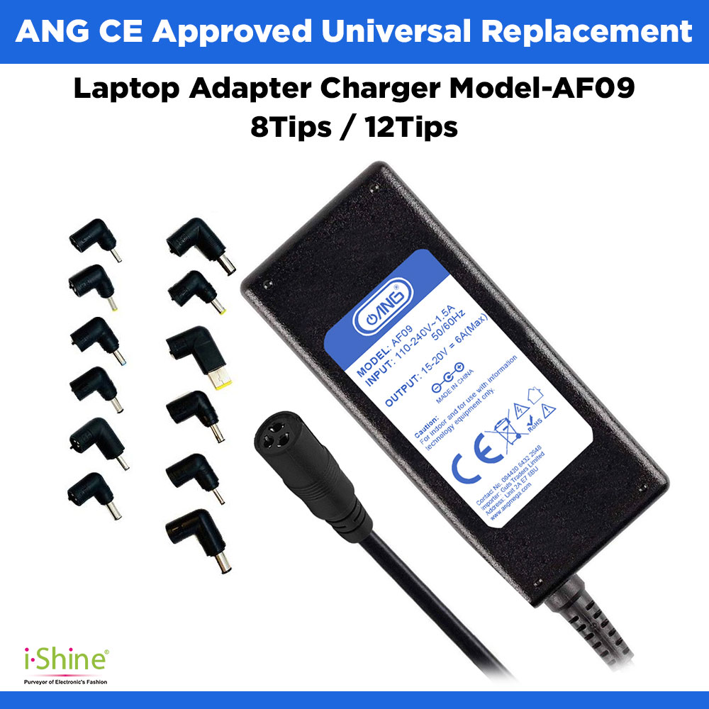 ANG CE Approved Universal 8 TIPS / 12 TIPS Replacement Laptop Adapter Charger Model-AF09