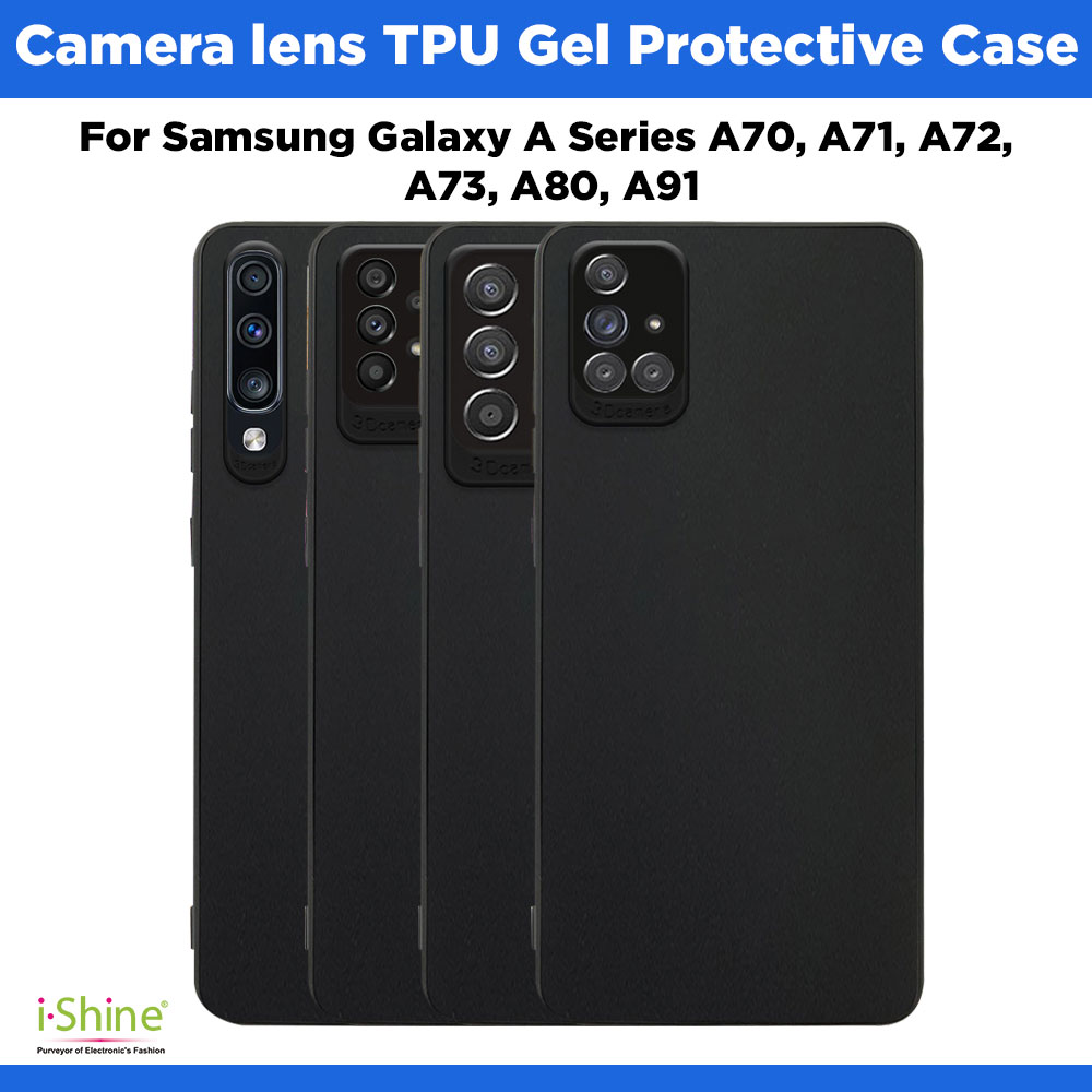 Camera lens Black TPU Gel Protective Case For Samsung Galaxy A Series A70, A71, A72, A73, A80, A90