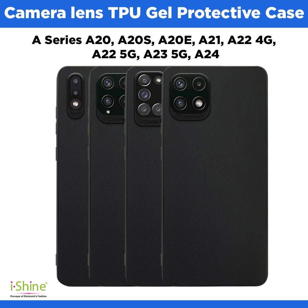 Camera lens Black TPU Gel Protective Case For Samsung Galaxy A Series A20, A20S, A20E, A21, A22 4G, A22 5G, A23 5G, A24