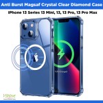 Anti Burst Magsaf  Crystal Clear Diamond Case For iPhone 13 Series 13 Mini, 13, 13 Pro, 13 Pro Max