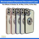 Electroplated Diamond Encrusted Case For iPhone 14 Series 14, 14 Plus, 14 Pro, 14 Pro Max