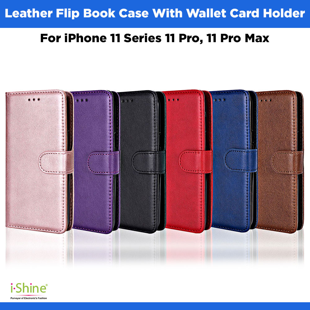 Leather Flip Wallet Card Holder Book Case Cover For iPhone 11 Series 11 Pro, 11 Pro Max