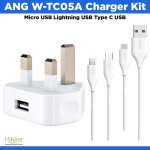 ANG W-TC05A Charger Kit Micro USB Lightning USB Type C USB