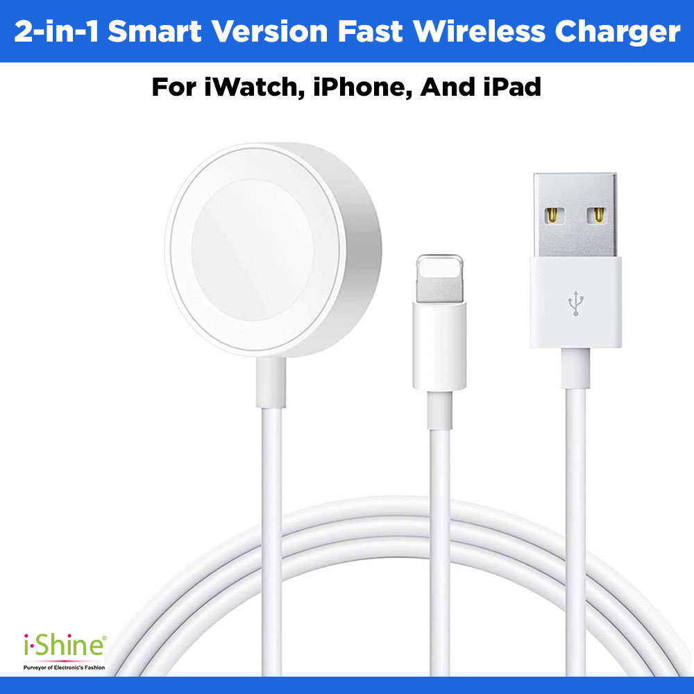 2-in-1 Smart Version Fast Wireless Charger For iWatch, iPhone, And iPad