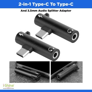 2-in-1 Type-C To Type-C And 3.5mm Audio Splitter Adapter