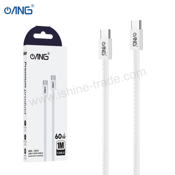 ANG CB15 - USB C TO USB C Braided Data Cable PD 60W 1 Meter