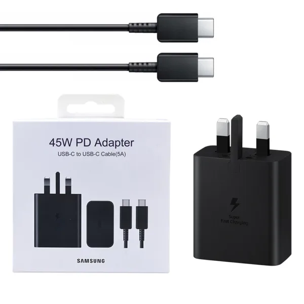 Genuine Samsung 45W USB C Adapter with USB C To USB C Cable 5A Retail Pack (EP-T4510)