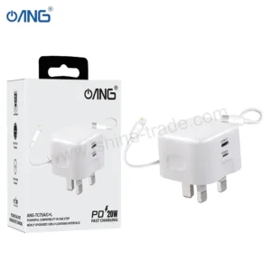 ANG TC75A - 1 USB C + 1 USB Lightning 20W Adaptor with USB C to Lightning Cable