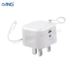 ANG TC75A - 1 USB C + 1 USB Lightning 20W Adaptor with USB C to Lightning Cable - Image 2