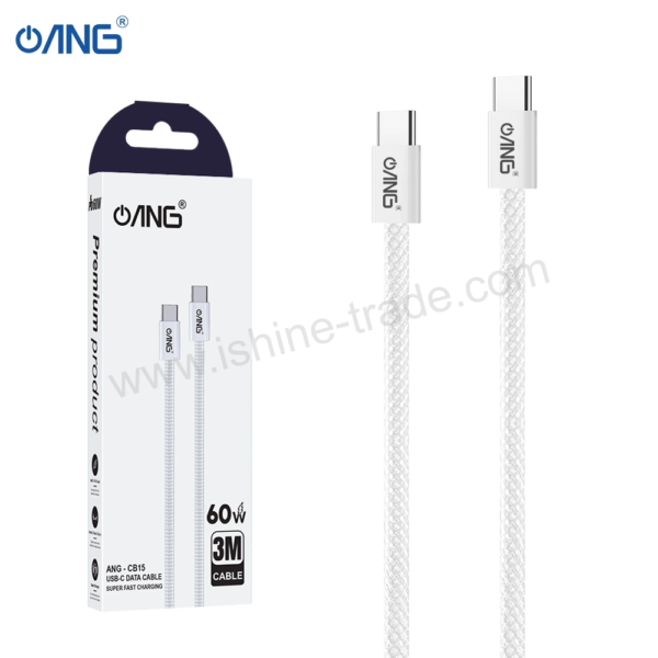 ANG CB15 - USB C TO USB C Braided Data Cable PD 60W 3 Meter