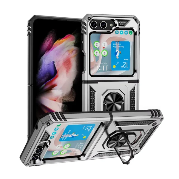 Slim Shockproof Ring Armor Stand Phone Case for Samsung Galaxy Z Flip 6 (F741B) - 2