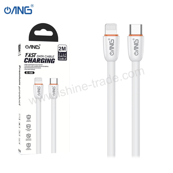 ANG E108 - USB C TO Lightning 20W Soft Data Cable 2 Meter White