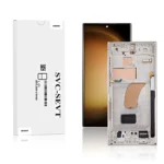 Genuine LCD Screen For Samsung Galaxy S23 Ultra S918B With Frame Cream