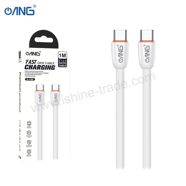 ANG E108 - USB C TO USB C 60W Soft Data Cable 1 Meter White