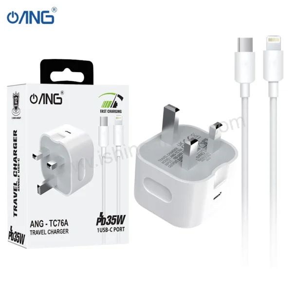 ANG TC76A PD 35W USB C Adaptor With USB C to Lightning Cable