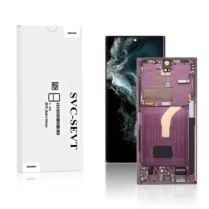 Genuine LCD Screen For Samsung Galaxy S22 Ultra 5G S908B With Frame Burgundy