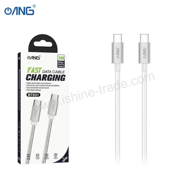 ANG BT031 - USB C TO USB C PD 60W Braided Data Cable 3 Meter